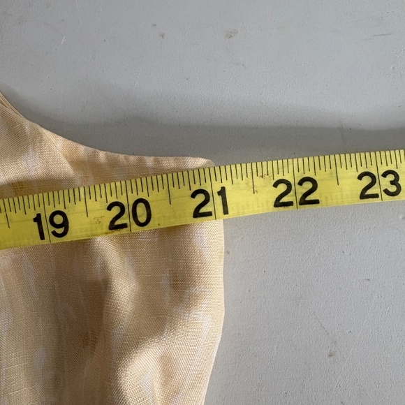 Vintage Lord & Taylor Yellow White Silk Linen 90s Dress - Picture 9 of 10